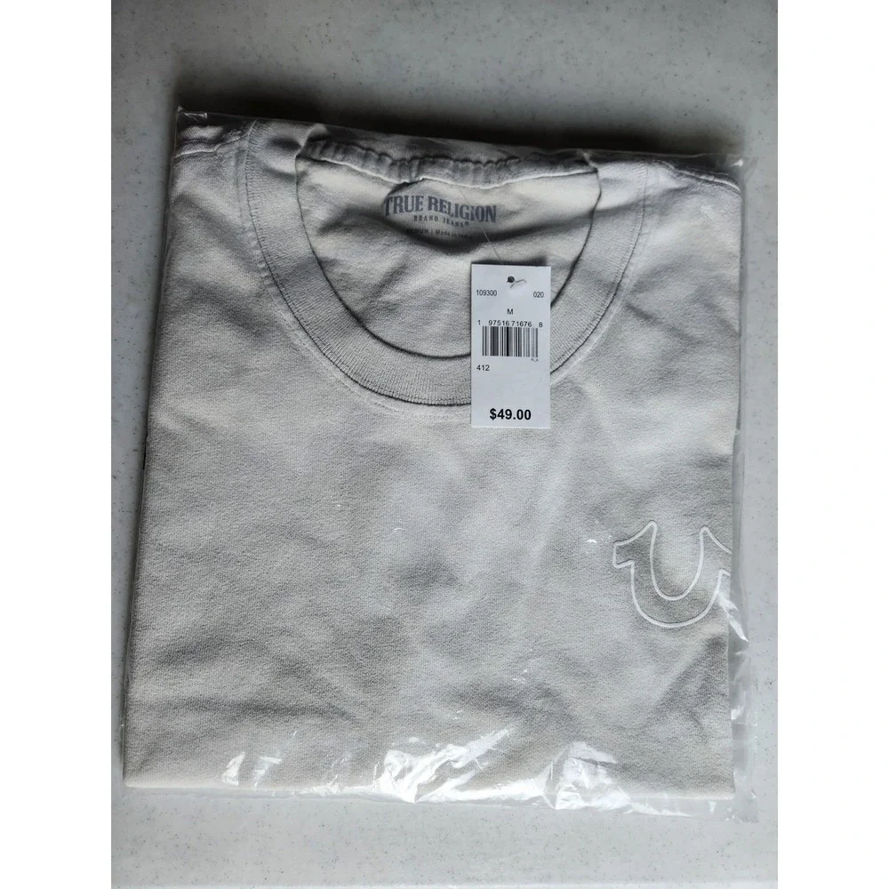 True Religion Buddha Guitar Graphic T‎ Shirt Light Gray Medium Short Sleeve